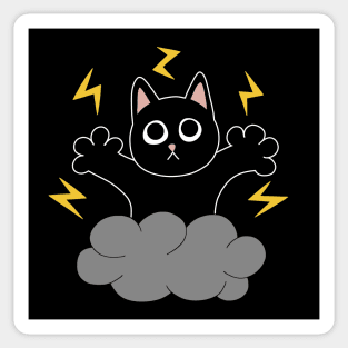 Yellow Lightning Black Cat Sticker